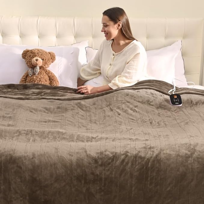 Bearhug Electric Blanket Full Size 77x84 Inches, Heated Blanket with 10 Heat Settings & 0.5-12H Auto Shut-Off, Machine Washable Heating Blanket, Ultra-Soft Gift Idea for Christmas