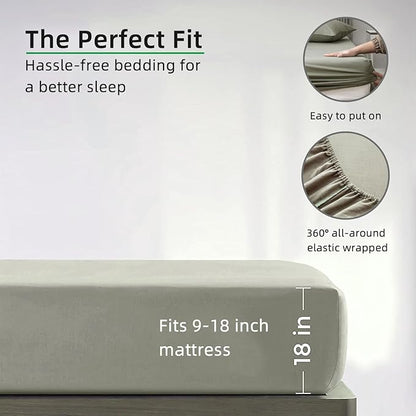 Grounding Fitted Sheet Kit Connect to The Earth's Energy 15inch Depth Pocket Grounding Bed Sheets for Earthing