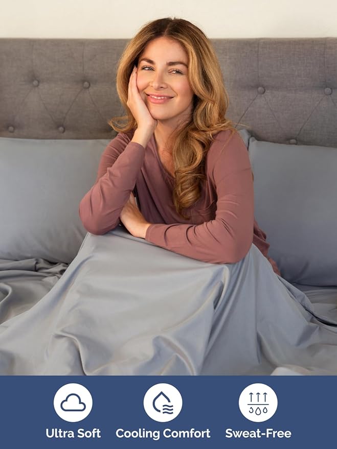 Extra Deep Cal King Sheet Set - 6 Piece Breathable and Cooling Sheets - Hotel Luxury Bed Sheets Set - Easy Fit - Soft, Wrinkle Free and Comfy Sheets Set - Steel Blue Sheet Set with Extra Deep Pockets