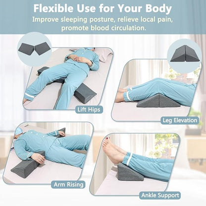 KAAMOS Positioning Wedge Pillow for Side Sleeping Bed Wedges for Adults (2 in 1) Bed Sore Turning Wedges for Elderly Foam Incline Positioning Pillows for Bedridden After Surgery