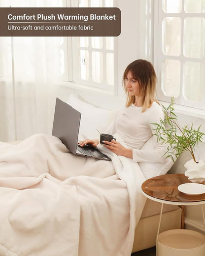 Electric Heated Blanket Throw Size, Washable Blanket Warmer for Home for Adults, Fast Heating Super Cozy Soft Fabric, 50" x 60", 9 Heat Levels, 1-9H Auto-Off, ETL Certified, Pink White