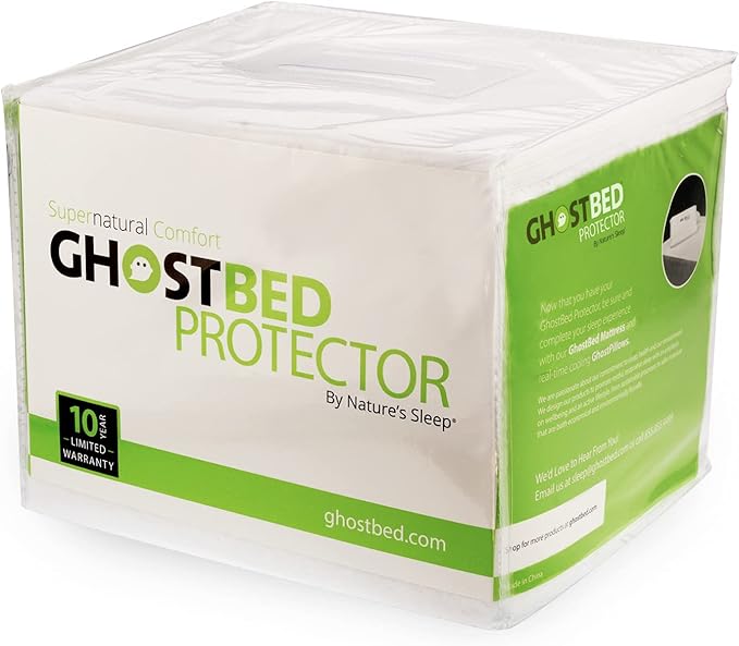GhostBed Water Resistant Mattress Protector Cover - Noiseless, Lightweight, Breathable and Plastic-Free - Twin White