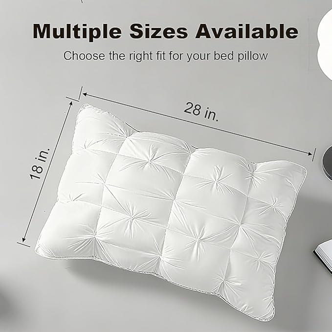 Shatex Hand-Tufted Pillow, Dual-Sided Design Hotel Quality Bed Pillow for Side, Back, and Stomach Sleepers, White, 28 x18 in (Single Pack)