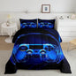 Feelyou Gamer Bedding Set Kids Video Game Gamepad Comforter Set for Boys Teens Gaming Headset Comforter Breathable Blue Game Controller Duvet Set Room Decor Quilt Set Toddler Size