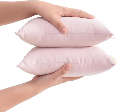 FLXXIE 2 Pack Microfiber Small Mini Pillows, 11x7 Inches, Soft Washable Travel Nap Pillows, Pink