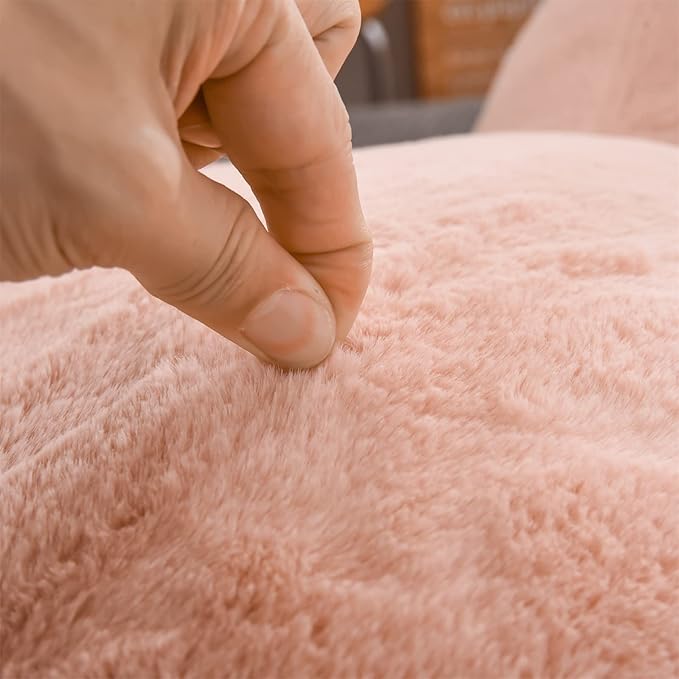 A Nice Night Faux Fur Reading Pillow Bed Wedge Large Adult Children Backrest with Arms Back Support for Sitting Up in Bed/Couch for Bedrest,Pink