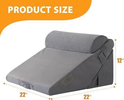 3PCS Wedge Pillow Set for After Surgery, Adjustable 9&12 Inch Bed Wedge Pillow for Sleeping, Incline Pillow Wedge for Headboard, Post Surgery, Acid Reflux, Neck&Back Support, Velvet