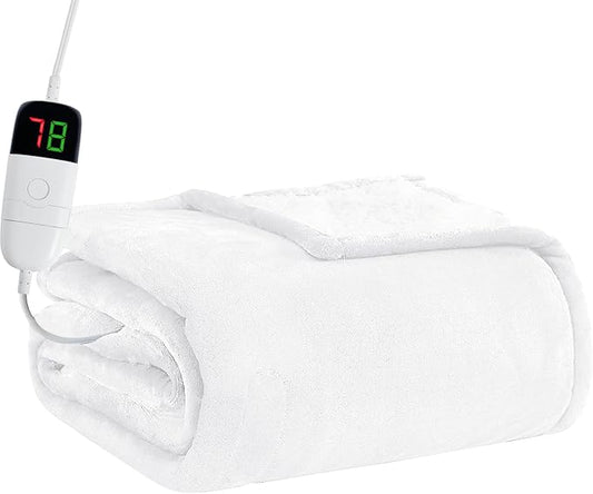 BOMOVA Heated Electric Blanket Twin Size- 62" x 84" Heating Blanket with 10 Heating Levels & 8 Hours Auto Off, Warm Flannel Blanket, Christmas Birthday Gifts for Women