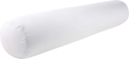 Straight Body Pillow, Full Size Premium Microbead,Side Sleeping/Maternity Pregnant Women, Supportive,Fluffy, Breathable, Cooling, 85/15 Spandex/Nylon Silky Feel Anti-Aging - 48 X 8 - White