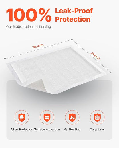 VEVOR Disposable Underpads, 21" x 36" Incontinence Bed Pads, Super Absorbent Chux Pads with 5-Layer Protection for Bed Sofa and Mattress, Protective Bedwetting Pad for Pet Adult Kid Elderly (48-Pack)