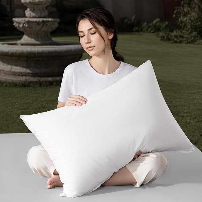 Shilucheng Goose Down Pillow Queen Size Set of 2 Pack,900+ Fill Power Luxury Hotel Quality Bed Feather Pillow for Side Back Stomach Sleepers, Soft 100% Cotton Shell（White,20" x 30"）