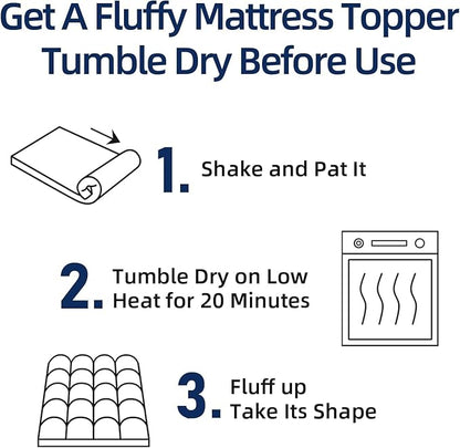 Mattress Topper Super Queen for Back Pain, Extra Thick Mattress Pad Cover, Plush Pillow Top, Deep Elastic Pocket, White, 66"X80"+20"
