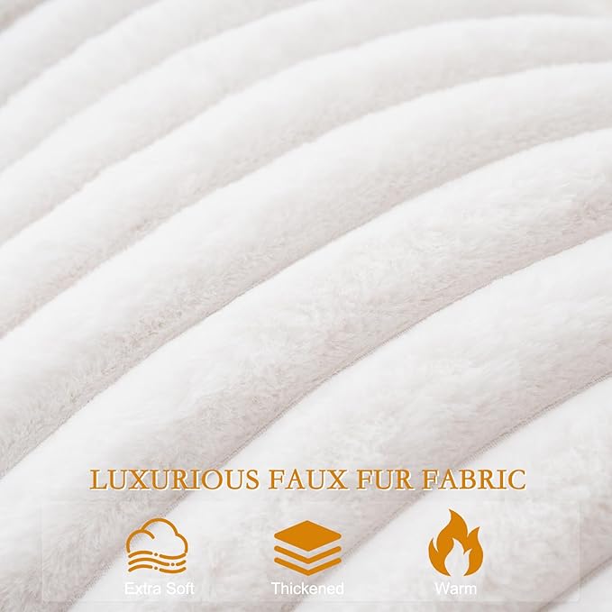 YOUR MOON Large Wedge Headboard Pillow Full for Back with 2 Roll Pillows, Faux Fur Backrest Cushion with Shredded Memory Foam, Triangular Wedge Reading Pillow for Bed Sitting Up Sleeping, White