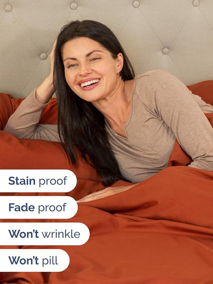 Extra Deep Queen Sheet Set - 6 Piece Breathable & Cooling Sheets - Hotel Luxury Bed Sheets Set - Easy & Secure Fit - Soft, Wrinkle Free & Comfy Sheets Set - Terracotta Sheet Set w/Extra Deep Pockets