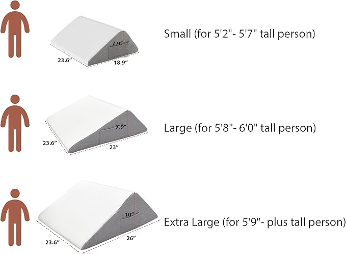 Knee Wedge Pillow, Memory Foam Leg Pillow Bed Wedge for Sleeping, Post Surgery Triangle Pillow Wedge for Knee Support, Leg Elevation, Knees Hip Back Pain Relief (23.6" x 26" x 10", Extra Large, White)