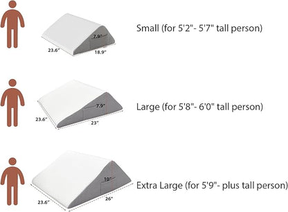 Knee Wedge Pillow, Memory Foam Leg Pillow Bed Wedge for Sleeping, Post Surgery Triangle Pillow Wedge for Knee Support, Leg Elevation, Knees Hip Back Pain Relief (23.6" x 26" x 10", Extra Large, White)