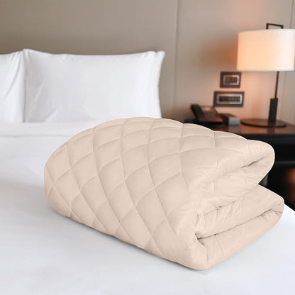 Utopia Bedding Quilted Fitted Mattress Pad, Twin Size, Elastic Fitted Mattress Topper Protector and Cover with Deep Pocket Stretches up to 16 Inches, Machine Washable (Beige)