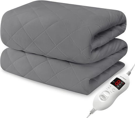 Heated Mattress Pad Twin Size, Electric Mattress Pad Cover w/Single Control 8 Heating Settings, Bed Warmer w/ 4 Auto Shut Off Settings, UL Certified, Deep Pocket, Machine Washable, Dark Grey