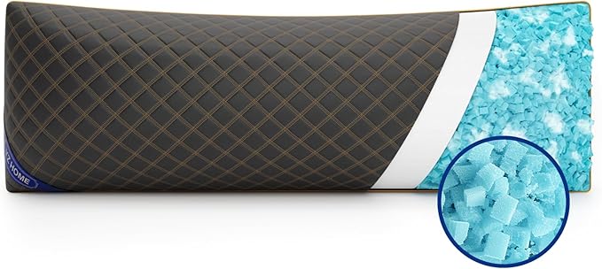 YZ HOME Long Body Pillow for Adults - Firm Body Pillow Insert with Shredded Blue Memory Foam, Adjustable Height, Soft Support for Side Sleeping, Pregnant Women, Washable (20x54 Inch, Grey)
