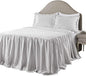 Lush Decor Ticking Stripe Bedspread Queen Size 3 Piece Set Gray - Ruffle Bedding Set Queen Bedspreads - Striped Bedding - Farmhouse & Coquette Decor