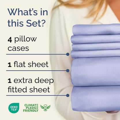 Extra Deep King Sheet Set - 6 Piece Breathable & Cooling Sheets - Hotel Luxury Bed Sheets Set - Easy & Secure Fit - Soft, Wrinkle Free & Comfy Sheets Set - Lavender Sheet Set with Extra Deep Pockets