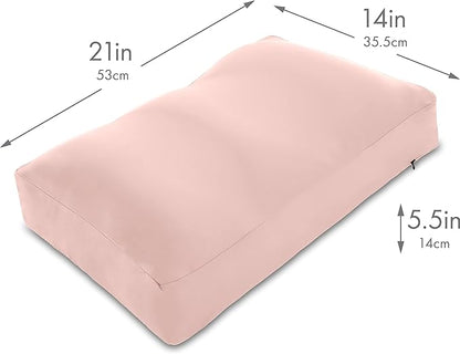 Cover Only for Premium Microbead Bed Pillow, Medium Extra Smooth - Ultra Comfortable Sleep with Silk Like Anti Aging Cover 85% Spandex/ 15% Nylon Breathable, Cooling Cream Peach