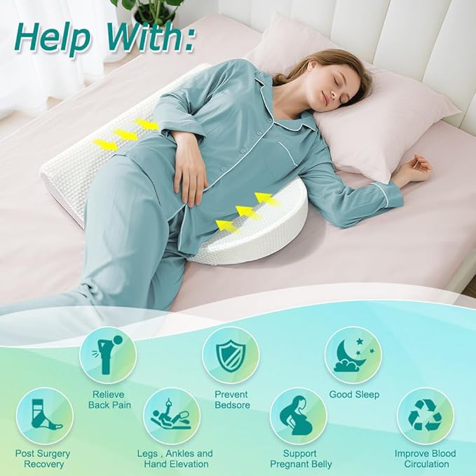 KAAMOS Bedsore Turning Wedge Pillow for Bed Sores Positioning Wedges Medical Pillows for Side Sleeping Pressure Ulcer Cushion Incline Foam Wedge for After Surgery Bedridden Elderly (23.6" Long)
