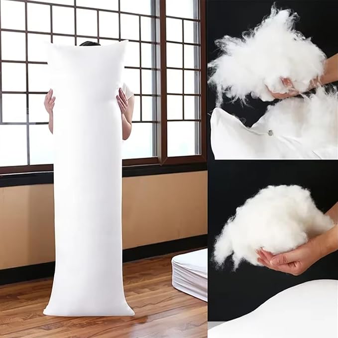 Full Body Pillow for Side Sleeper, 60x180cm Long Dakimakura Hugging Bed Pillows Insert for Adults, White Soft Anime Hug Pillow with Removable Cover