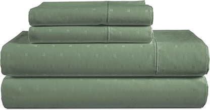 LANE LINEN 100% Egyptian Cotton Bed Sheets - 4PC Full Sheets Set, Long Staple Bedding Sheets, Sateen Weave, Luxury Hotel Sheets, Fits Upto 16" Mattress, Swiss Dot - Iceberg Green