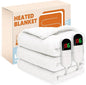 Electric Heated Blanket, Flannel & Sherpa Fast Heating Soft Fleece Heated Queen Blanket 84"x90" with 6 Heating Levels & 10H Auto Off-White