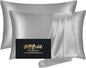 Silk Pillowcase 2 Pack, Natural Mulberry Silk Pillow Case, Anti Acne Silk Pillowcase for Hair and Skin, King Size Silk Satin Pillowcase Set of 2 with Hidden Zipper, Gifts for Women Men, Grey