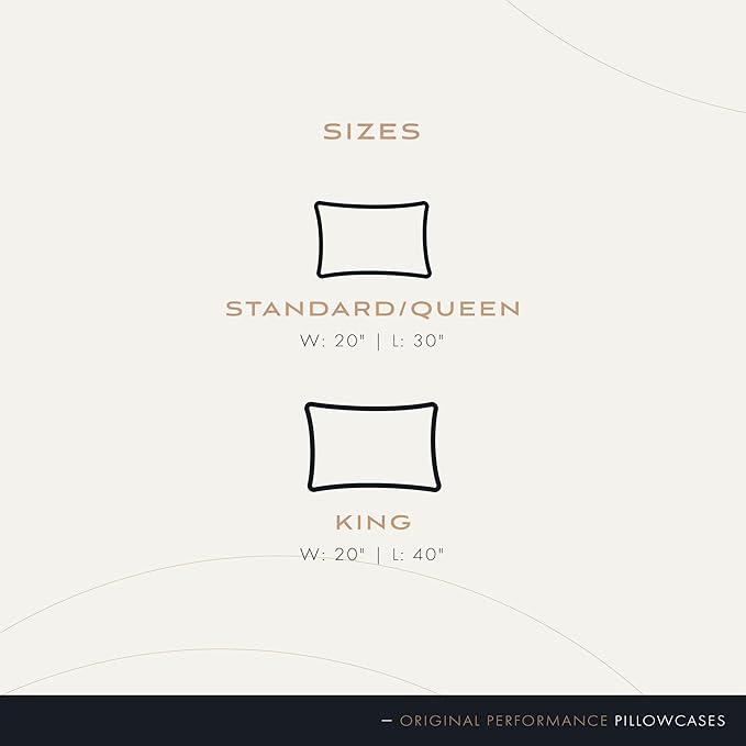 SHEEX Original Performance Cooling Pillowcases, Ultra-Soft Standard Pillowcase Set, 2 Cooling Pillow Covers, Black