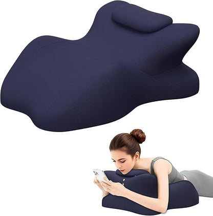 Memory Foam Ergonomic Wedge Pillow, Prone Pillow for Sleeping, Reading Pillow for Bed, Ergonomic Support for Back Pain, Acid Reflux & Sitting Up, Ideal for Massage, with Removable Cover