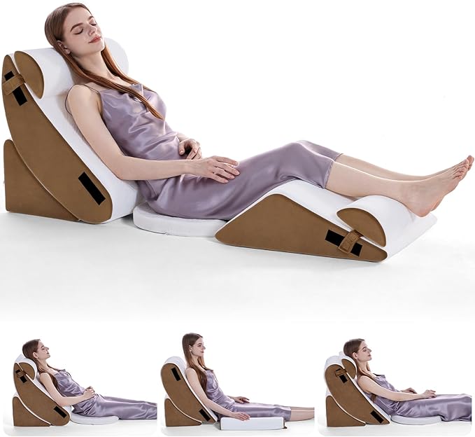 6PCS Orthopedic Bed Wedge Pillow Set for Post Surgery Brown