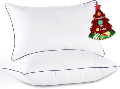 JOLLYVOGUE Bed Pillows Standard/Full Size Set of 2, Washable Supportive Bed Pillows with Super Soft Down Alternative Fill, Luxury Fluffy Hotel Quality for Side, Back, and Stomach Sleepers