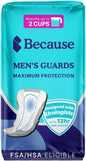 Because Premium Guards for Men - 20 Count Pack of Discreet, Individually Wrapped Bladder Protectors - Complete Absorbency, Fast-Locking, Odor Control - Comfort Fit, 2 Cups of Absorbency