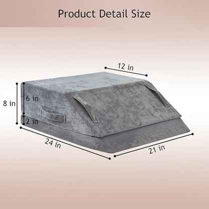 Wedge Pillow for Sleeping, Bed Wedge Pillow for After Surgery 2-Height Memory Foam Leg Elevation Pillow for Swelling Back Pain Relief Sciatica Knee Ankle Pain Bed Support Legs 6"-8”