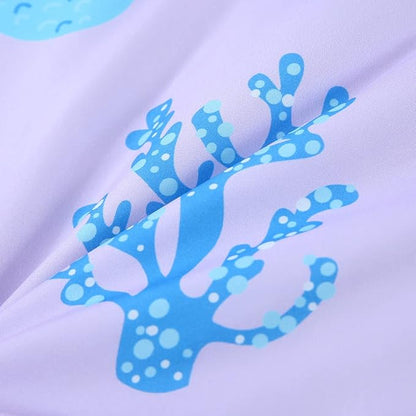URBONUR 4-Piece Toddler Bedding Set - Ultra Soft Cartoon Mermaid Girls Toddler Comforter Set Coral Starfish - Include Comforter, Flat Sheet, Fitted Sheet and Reversible Pillowcase, Purple Mermaid