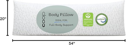 Coop Home Goods Original Adjustable Body Pillow, 20x54 Long Pillow for Back, Shoulder, Hip and Knee Support, Side Sleeper Body Pillows for Adults with Memory Foam & Washable Cover