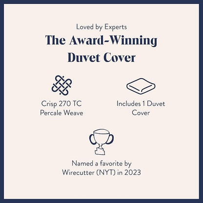 Brooklinen Luxury Percale Duvet Cover – 100% Cotton, Cool, Crisp, Extra-Long Corner Ties, Button Closure, Soft & Breathable – Machine Washable, Duvet Cover King/California King Bed Sizes (Cream)