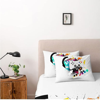 3D Print Gamepad Duvet Cover Set Gaming Comforter Covers and Pillowcases King Size Black Color Bed Set Gamer Beddings Boy Kid Bedroom Decorations…