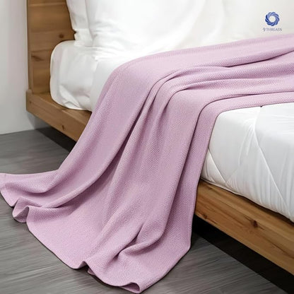 100% Long Staple Cotton Herringbone Multipurpose Blanket | Soft & Breathable, Lightweight All-Season Throw for Sofa/Couch/Bed | Machine Washable | (Herringbone - Lavender, Queen)