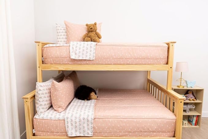 Beddy's Rainbow Theme Durable Zipper Bedding for Kids, Bed in a Bag, Peach Sheets & Comforter, Includes Pillowcase & Pillow Sham Easy to Make & Wash