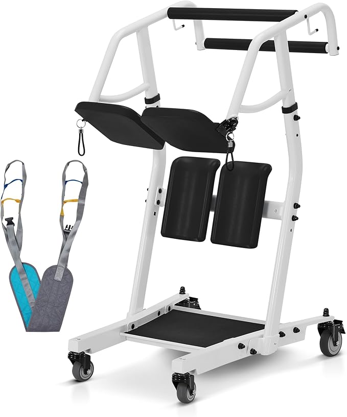 MCombo Stand Assist Patient Lift with Transfer Belt, Patient Transport Unit for Home Care and Elderly Use, 400lbs Capacity, STA446 (Black)
