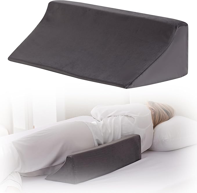 Bedluxe Wedge Pillow for Side Sleeping, Comfort Foam Back Pillow for Side Sleeper, Bed Wedges & Body Positioners for After Surgery, Pregnancy Support, Back Pain, Preventing Bedsores, Short Plush