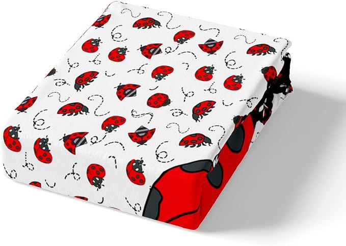 Castle Fairy Cute Ladybugs Duvet Cover Set Queen Size,Red Black Entomology Dots Bedding 3pcs for Kids Girls Women Room Decor,Cartoon Animals Comforter Vivid Natural Quilt Cover,2 Pillowcases