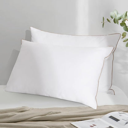 Deodar Goose Feather Down Pillows Standard Pack of 2 - Made in USA Bed Pillows Hotel Pillow Soft Fluffy for Sleeping Pillow for Sleepers 20" x 30"