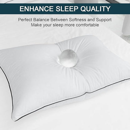 Luxury Down Fiber Pillows Standard Size Set of 2, Bed Pillows for Sleeping, Pillow for Back, Stomach or Side Sleepers, Soft and Support - 2 Pack, Standard Size(20" x 26")