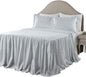Lush Decor Ticking Stripe Bedspread Queen Size 3 Piece Set Lake Blue - Ruffle Bedding Set Queen Bedspreads - Striped Bedding - Farmhouse & Coquette Decor