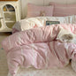 Striped Duvet Cover Full Size Pink White Bow Stripes Bedding Set 3Pcs Kids Boys Girls Princess Style Kawaii Bowknot Comforter Cover with Zipper Closure & Corner Ties